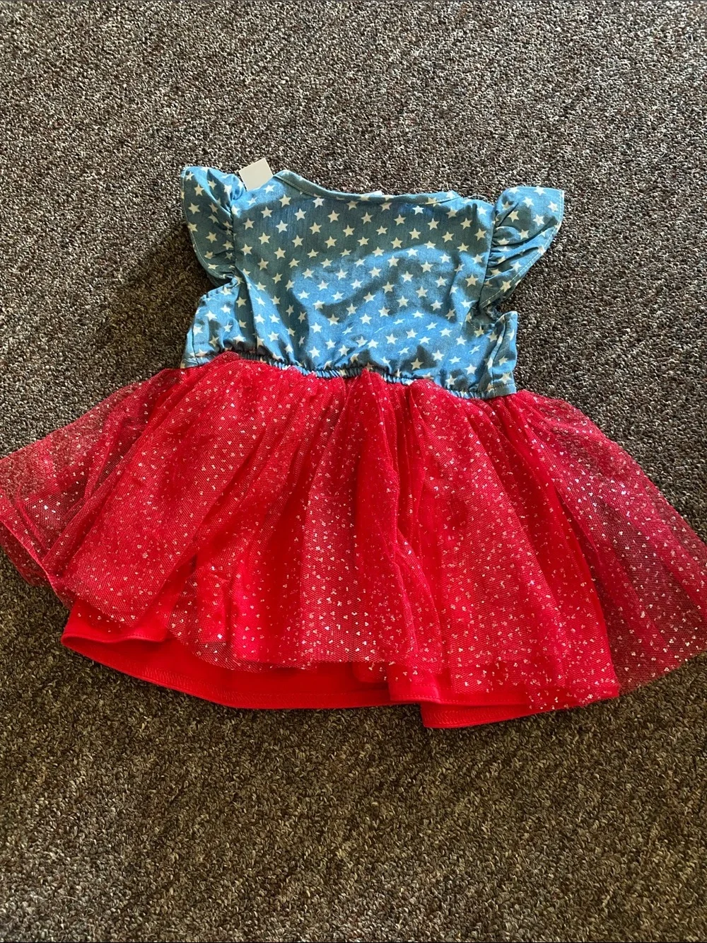 Good Lad Blue Star Bodice with Red Sparkle Tulle Dress